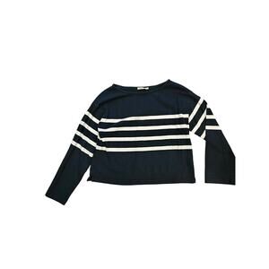 Faherty boat neck Navy stripe sweater blouse womems medium coastal nautical